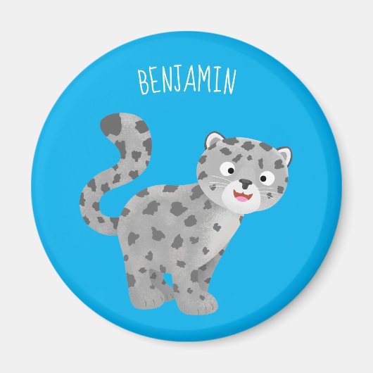 Cute snow leopard cartoon magneet (Voorkant)