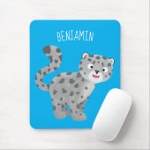 Cute snow leopard cartoon muismat (Met muis)