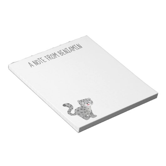 Cute snow leopard cartoon notitieblok (Schuin)