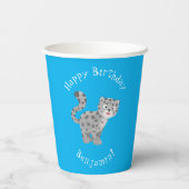 Cute snow leopard cartoon papieren bekers (Achterkant)