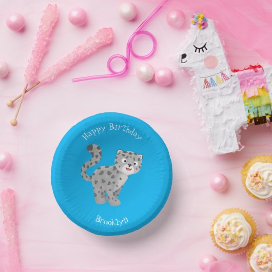 Cute snow leopard cartoon papieren kommen (Feest)