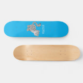 Cute snow leopard cartoon persoonlijk skateboard (Horizontaal)