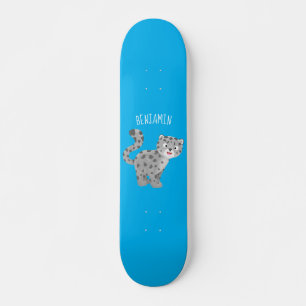 Cute snow leopard cartoon persoonlijk skateboard