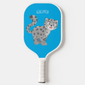 Cute snow leopard cartoon pickleball paddle (Achterkant)