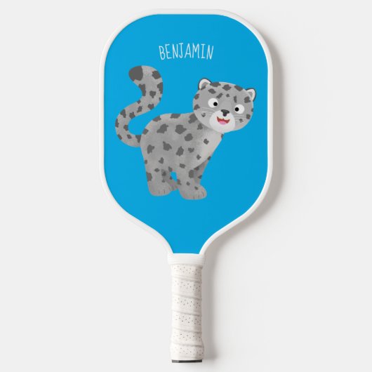 Cute snow leopard cartoon pickleball paddle (Voorkant)