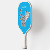Cute snow leopard cartoon pickleball paddle (Links)