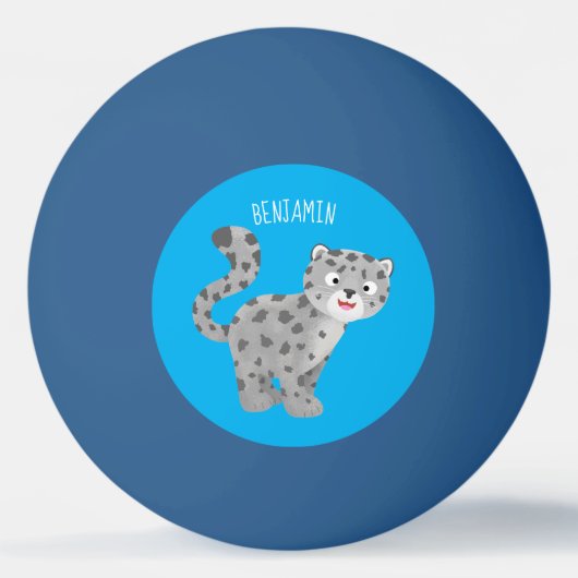 Cute snow leopard cartoon pingpongbal (Voorkant)