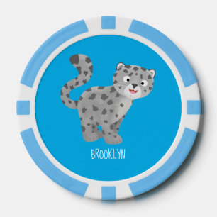 Cute snow leopard cartoon poker chips