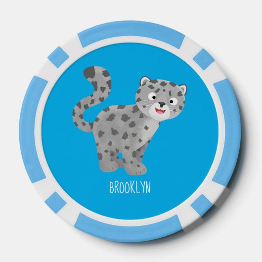Cute snow leopard cartoon poker chips (Achterkant)