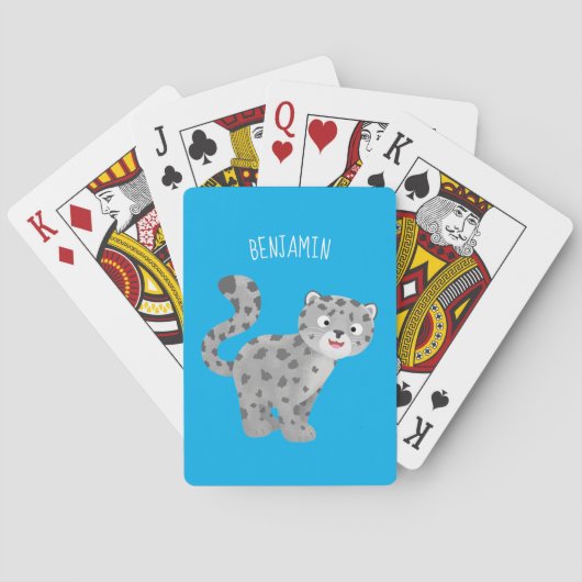 Cute snow leopard cartoon pokerkaarten (Achterkant)