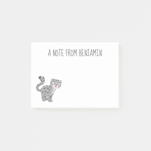Cute snow leopard cartoon post-it® notes (Voorkant)
