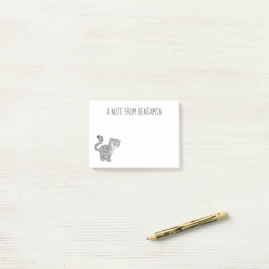 Cute snow leopard cartoon post-it® notes (Op bureau)