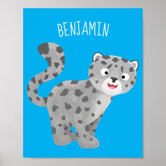Cute snow leopard cartoon poster (Voorkant)