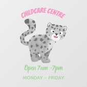 Cute snow leopard cartoon raamsticker (Vel)