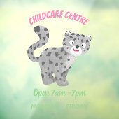 Cute snow leopard cartoon raamsticker (Vel 3)