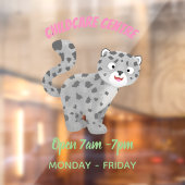 Cute snow leopard cartoon raamsticker (Vel 2)