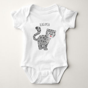 Cute snow leopard cartoon romper