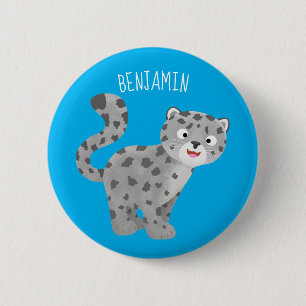 Cute snow leopard cartoon ronde button 5,7 cm