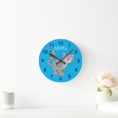 Cute snow leopard cartoon ronde klok (Huis)