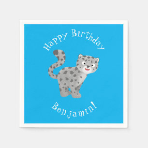 Cute snow leopard cartoon servet