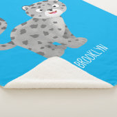 Cute snow leopard cartoon sherpa deken (3/4)