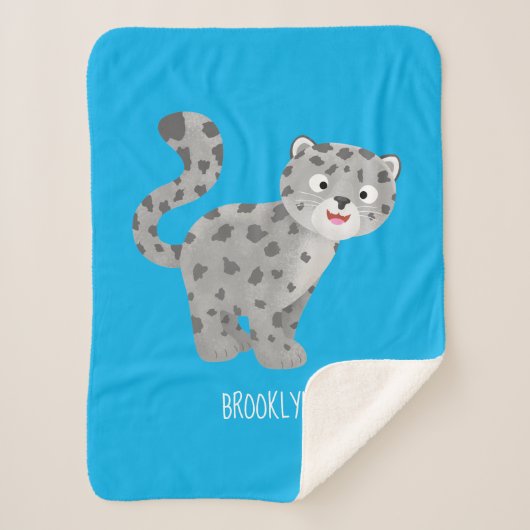 Cute snow leopard cartoon sherpa deken (Voorkant)