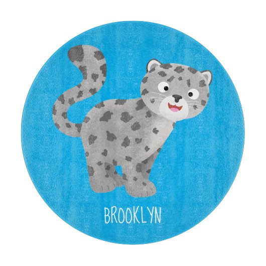 Cute snow leopard cartoon snijplank (Voorkant)