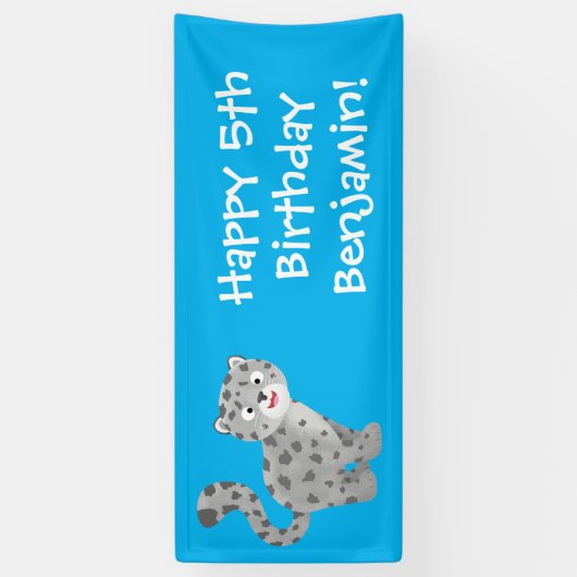 Cute snow leopard cartoon spandoek (Verticaal)