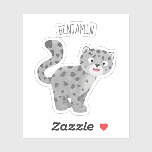 Cute snow leopard cartoon sticker (Vel)