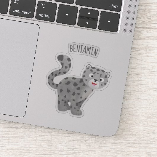 Cute snow leopard cartoon sticker (Detail)