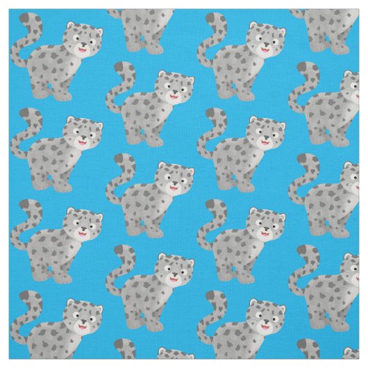 Cute snow leopard cartoon stof (Swatch)