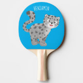 Cute snow leopard cartoon tafeltennisbatje (Achterkant)