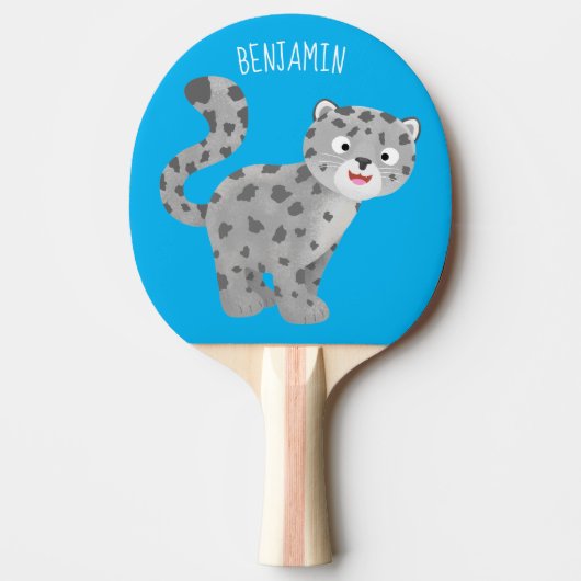 Cute snow leopard cartoon tafeltennisbatje (Voorkant)