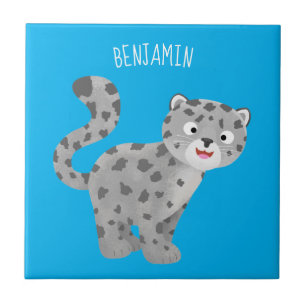Cute snow leopard cartoon tegeltje