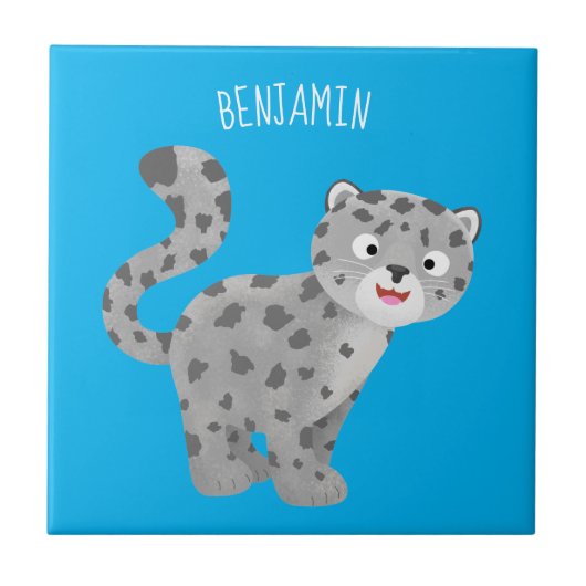Cute snow leopard cartoon tegeltje (Voorkant)
