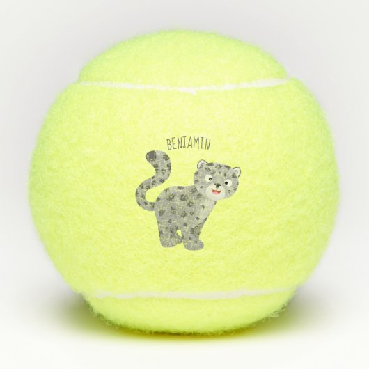 Cute snow leopard cartoon tennisballen (Voorkant)