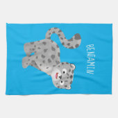 Cute snow leopard cartoon theedoek (Horizontaal)