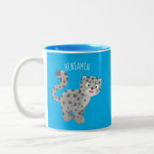 Cute snow leopard cartoon tweekleurige koffiemok (Links)