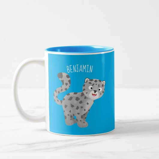 Cute snow leopard cartoon tweekleurige koffiemok (Links)