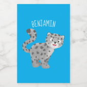 Cute snow leopard cartoon voedselcontainer etiket (Enkel label)