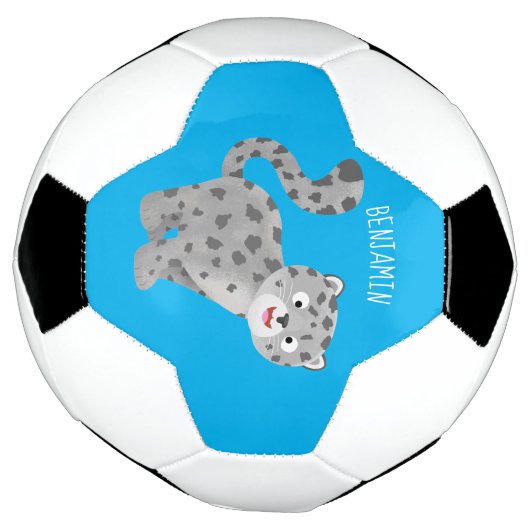 Cute snow leopard cartoon voetbal (Gedraaid)