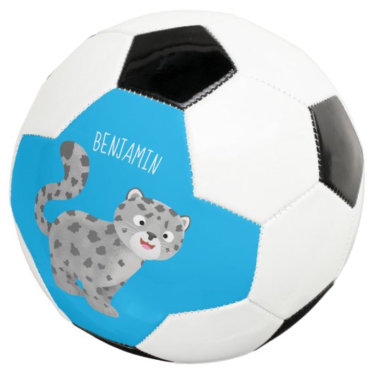 Cute snow leopard cartoon voetbal (Drie kwart)