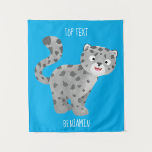 Cute snow leopard cartoon wandkleed