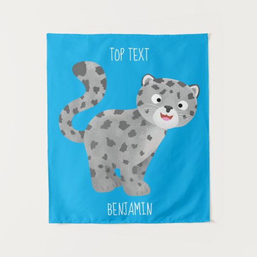 Cute snow leopard cartoon wandkleed (Voorkant)