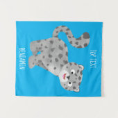 Cute snow leopard cartoon wandkleed (Voorkant (horizontaal))