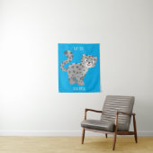 Cute snow leopard cartoon wandkleed (In situ)