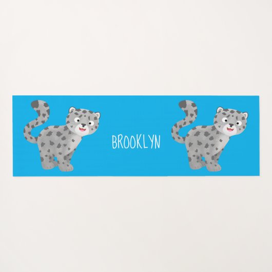 Cute snow leopard cartoon yogamat (Achterkant (horizontaal))