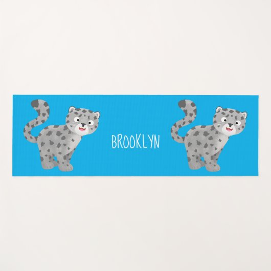 Cute snow leopard cartoon yogamat (Voorkant (horizontaal))