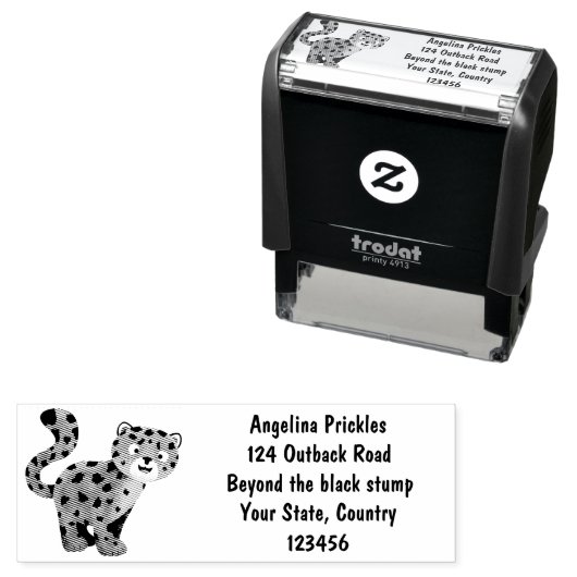 Cute snow leopard cartoon  zelfinktende stempel (In situ)