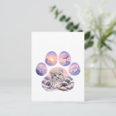 Cute Snow Leopard Paw Mountain Design Briefkaart (Staand voorkant)